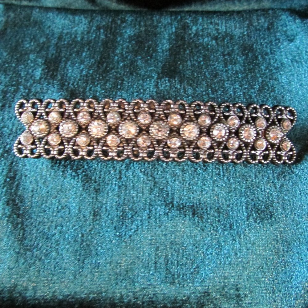 Large Rhinestone & Scrollwork Hair Barrette Prom Wedding Anytime!